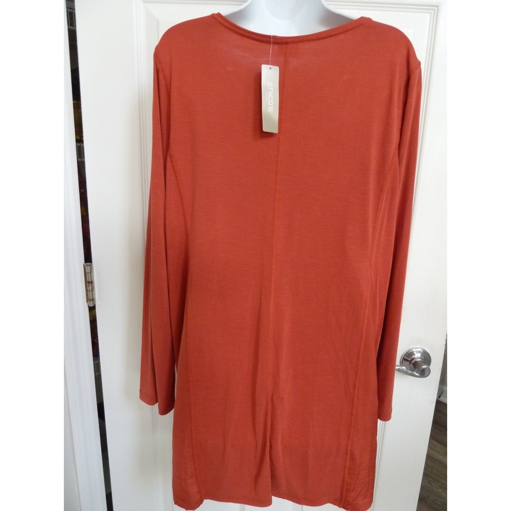 Chico's Zenergy Woven Insets Tunic Top Rich Paprika Sz 3 XL 16/18 NEW - Picture 5 of 7